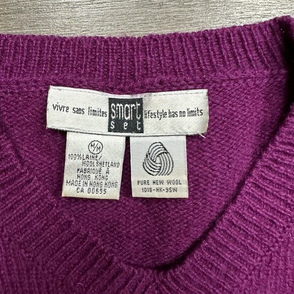 Smart Set wool sweater size M casual knit pullover v-neck vintage - Picture 3 of 6